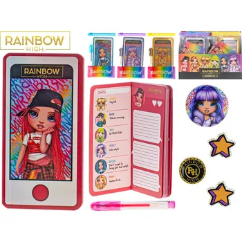 Zápisník M.T. Rainbow High A6 zápisník s perem 4barvy Barva: Červená