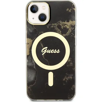 Pouzdro na mobilní telefon Guess Marble IML MagSafe kryt pro iPhone 13 černý