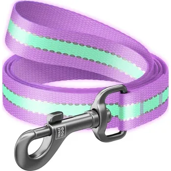 Vodítko pro psa WAU DOG Nylonové vodítko svítící fialové 122cm Velikost: M