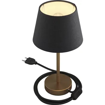 Lampička creative cables Alzaluce se stínidlem Impero, kovová stolní lampa se zástrčkou, kabelem a vypínačem Velikost: 20 cm, Barva: Broušený bronz-antracit