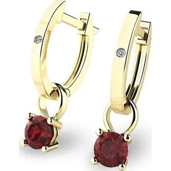 Náušnice Dámské náušnice žluté zlato 585/1000 přírodní diamant 0.250 ct G/SI oválky s a granáty 10861-ZL-DIA-GRA