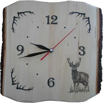 Hodiny Dřevo Novák Hodiny Jelen - deska s kůrou 30 x 30 cm barva lípa