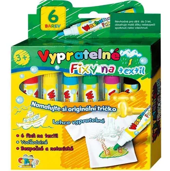 Fixy na textil vypratelné v krabičce 13 x 13 cm 6 ks 