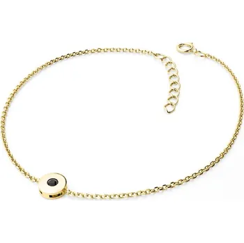 Náramek Dámský náramek žluté zlato 585/1000 přírodní diamant 0.055 ct s černý 10911-NR01-ZL-Black délka 19 cm