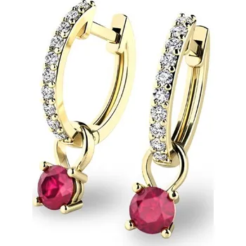 Náušnice Dámské náušnice žluté zlato 585/1000 přírodní diamant 0.30 ct G/SI briliantové s rubíny 10863-ZL-DIA-RUB