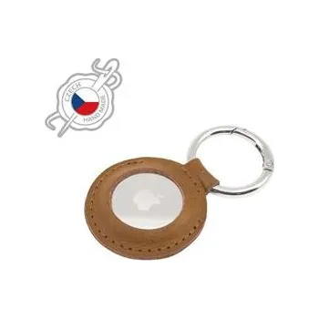Lokátor Fixed Pouzdro Case for AirTag z pravé hovězí kůže s karabinou, hnědé