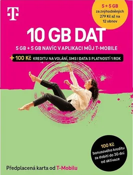 SIM karta T-Mobile SIM karta 10 GB s kreditem 100 Kč 