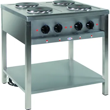 Sporák Elektrický gastronomický sporák 4-hořákový, 800x700x850 s policí, 1x1,85+3x2,6 kW | EGAZ, KE-47