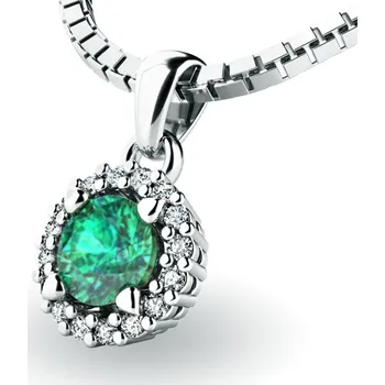 Přívěsek Dámský přívěsek bílé zlato 585/1000 přírodní diamant 0.50 ct G/SI se smaragd 10927-B-SMAR bez řetízku