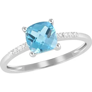 Prsten Dámský prsten bílé zlato 585/1000 přírodní diamant 0.95 ct topaz GKW48525 velikost 51