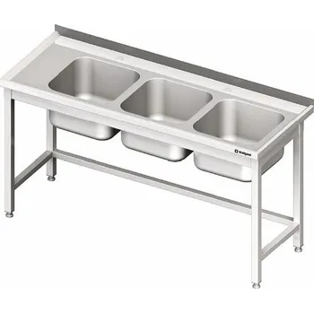 Dětský stůl Stůl s tříkomorovým dřezem bez police 1500x700x850 mm | STALGAST, 981117150