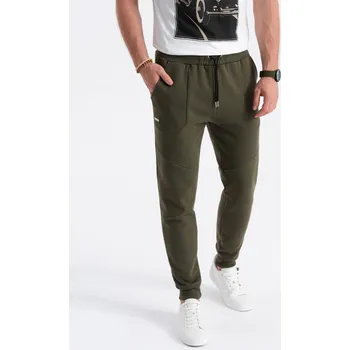 Ombre Clothing Pánské kalhoty joggers Bitine olivová S V2 OM-PASK-22FW - 008