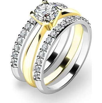 Šperk Zásnubní prsten zlato mix 585/1000 zirkon set tří zásnubních 10770-SET02-ZB velikost 64