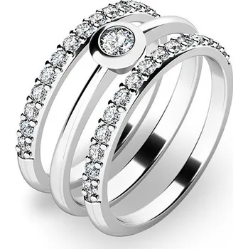 Prsten Zásnubní prsten bílé zlato 585/1000 zirkon set zásnubních 10807-SET02-BB velikost 50