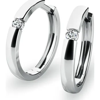 Náušnice Dámské náušnice bílé zlato 585/1000 přírodní diamant 0.086 ct G/SI kruhy 10915-B-DIA
