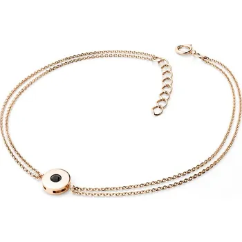 Módní doplněk Dámský náramek přírodní diamant 0.055 ct černý růžové zlato 10911-NR02-CV-Black délka 20 cm