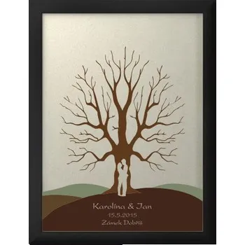 Svatební dekorace Svatební strom 5 se jmény 33 x 43 cm
