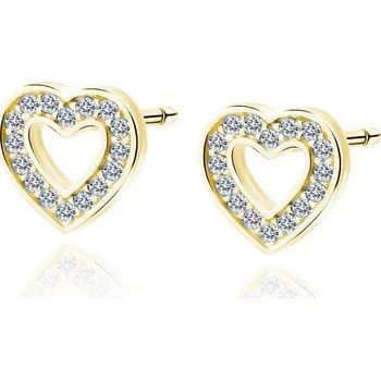 Náušnice Lafira pozlacené stříbrné náušnice Heart Love Crystal Z1838G (puzety)