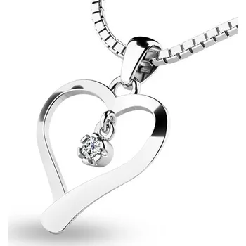 Náhrdelník Dámský přívěsek přírodní diamant 0.031 ct G/SI srdce 10918-B-DIA délka řetízku 45 cm