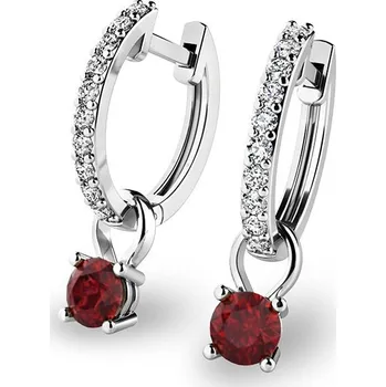 Náušnice Dámské náušnice bílé zlato 585/1000 přírodní diamant 0.66 ct G/SI briliantové s granáty 10863-B-DIA-GRA