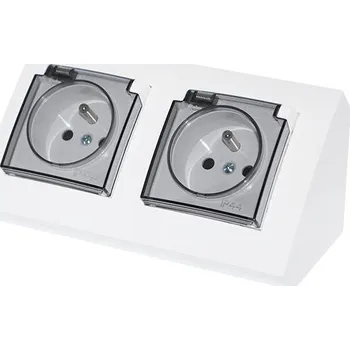 Elektrická zásuvka Simon KS-BOX2ZBK-WPV Rohová zásuvka KS-BOX2ZBK-WPV bílá/průhledná