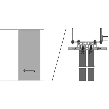 Nábytek JAP Dvoukolejnicový posuv do stropu skrytý PREMIUM - podhled z obou stran - ELOX šířka průchodu/ délka kolejnice: 75/ 165 cm, typ kotvení: do zdi + závitové tyče