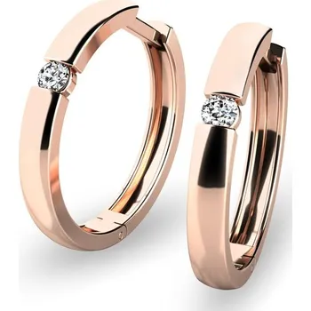 Náušnice Dámské náušnice růžové zlato 585/1000 přírodní diamant 0.086 ct G/SI kruhy 10915-CV-DIA