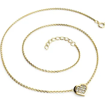 Náhrdelník Dámský náhrdelník přírodní diamant 0.176 ct G/SI srdce s brilianty žluté zlato 10877-NH01-ZL délka 40 cm