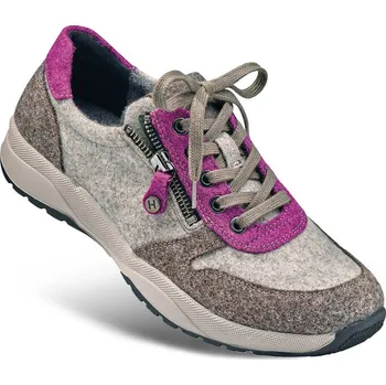 Dámská zdravotní obuv Dámské moderní tenisky se šněrováním i zipem, valchovaný loden, fuchsie a šedá: 37