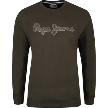 Pánská mikina PEPE JEANS PÁNSKÁ ZATEPLENÁ MIKINA RYAN CREW FUTURE OLIVE GREEN PM582327 728 Velikost: XL