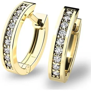 Náušnice Dámské náušnice žluté zlato 585/1000 přírodní diamant 0.216 ct G/SI kruhy s brilianty 10894-ZL-DIA