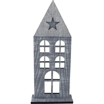 Vánoční dekorace Domeček 32cm, dřevo, šedý