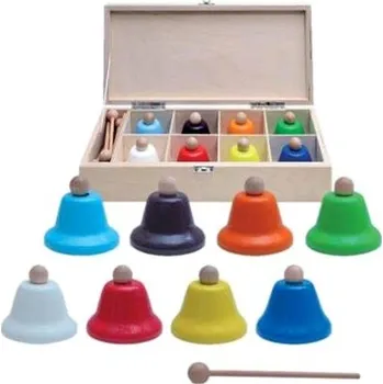 Perkuse Goldon sada 8 zvonků v dřevěné krabici