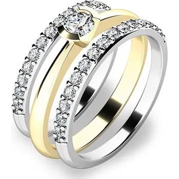 Prsten Zásnubní prsten zlato mix 585/1000 zirkon set zásnubních 10840-SET02-ZB velikost 48