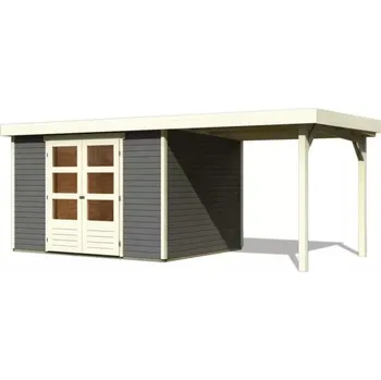 Zahradní domek Dřevěný domek KARIBU ASKOLA 5 + přístavek 240 cm (9154) terragrau LG3195