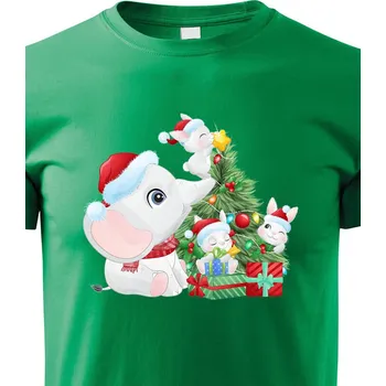 Chlapecké tričko Dětské tričko Vánoční slůně, Barva Zelená, Velikost 110 cm/4 roky, Canvas Dětské tričko Bezvatriko.cz 2088