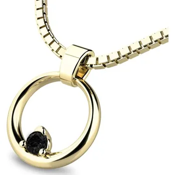 Přívěsek Dámský přívěsek žluté zlato 585/1000 přírodní diamant 0.050 ct - kroužek s černým briliantem 140023-ZL-DIA-Black bez řetízku