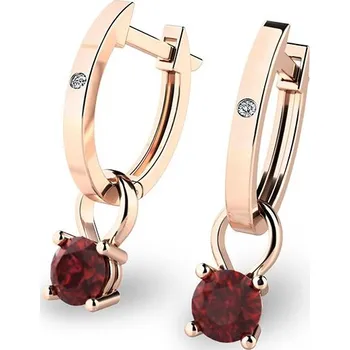 Náušnice Dámské náušnice růžové zlato 585/1000 přírodní diamant 0.250 ct G/SI oválky s a granáty 10861-CV-DIA-GRA