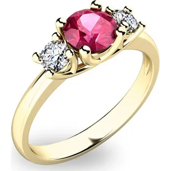 Prsten Dámský prsten žluté zlato 585/1000 přírodní diamant 0.50 ct G/SI turmalínem 10803Z-TUR velikost 65