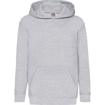 Chlapecká mikina Šedá dětská mikina s kapucí Classic kangaroo Fruit of the Loom Fruit of the Loom šedá 2467139