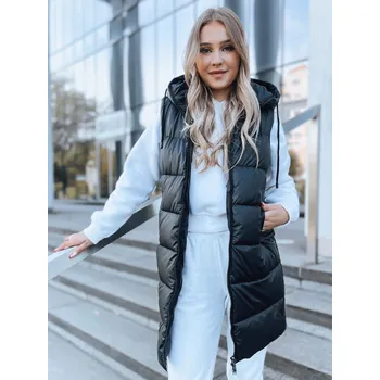 Dámská vesta Černá delší prošívaná vesta FAR AWAY TY3748 Velikost: M