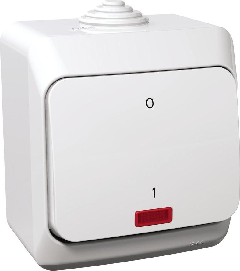 Schneider Electric WDE000521 Cedar Plus IP44 - Spínač dvojpólový se signalizační kontrolkou řazení 2Ss, bílý