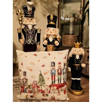 Vánoce Vánoční dekorace soška Louskáček v černém obleku se stromkem - 15*15*50 cm