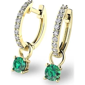 Náušnice Dámské náušnice žluté zlato 585/1000 přírodní diamant 0.300 ct G/SI briliantové se smaragd 10863-ZL-DIA-SMA