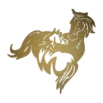 Samolepící dekorace SAMOLEPKA Koníci 007 pravá klisna s hříbětem (64 - škrábaný kov zlatý) NA AUTO, NÁLEPKA, FÓLIE, POLEP, TUNING, VLASTNÍ TEXT, TISK, AUTOSAMOLEPKY.cz, POLEPY, OBRÁZEK, LOGO, SAMOLEPKY