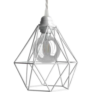 creative cables Závěsná lampa s textilním kabelem, stínidlovým rámem diamant a kovovými detaily Barva: Bílá