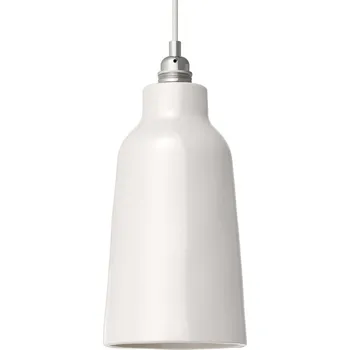 creative cables Závěsná lampa s textilním kabelem, keramickým stínidlem tvaru lahve s kovovými detaily Barva: Lesklá bílá