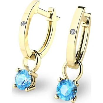 Náušnice Dámské náušnice žluté zlato 585/1000 přírodní diamant 0.45 ct G/SI oválky s a topazy 10861-ZL-DIA-TPZ