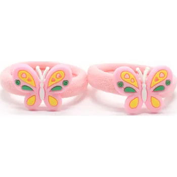 Gumičky s motýlkem, 2 ks Barva: světle růžová