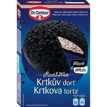 Krtkův dort Dr.Oetker 435 g - BLACK & WHITE - ČERNÝ (směs na dort & směs na náplň / + čokoládové vločky)
